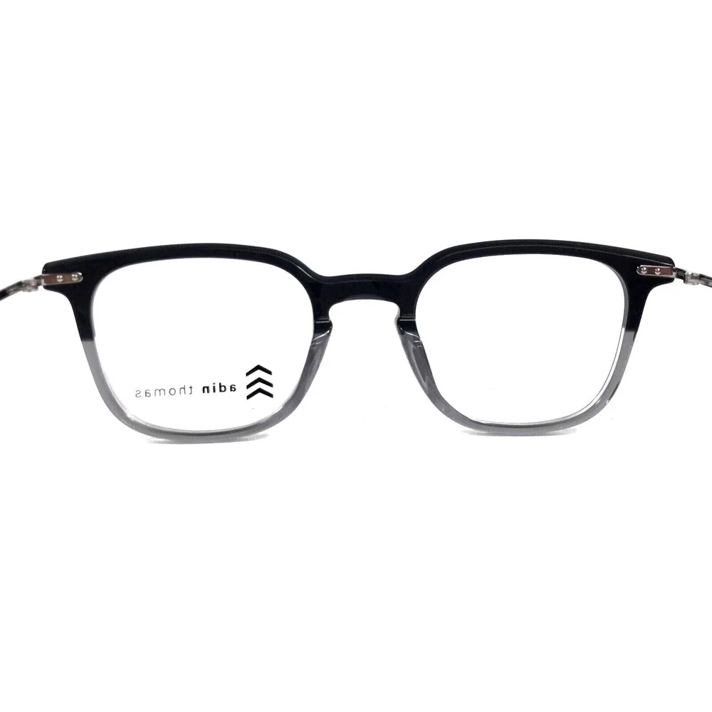Adin Thomas Eyeglasses Frames AT-576 C1 Black Shadow Chrome Full Rim 48-21-140